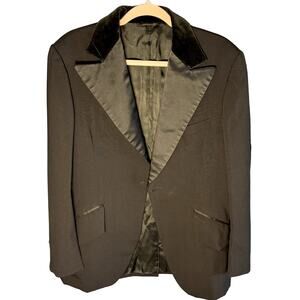 STYLISH VINTAGE MENS 38 SHORT FORMALS BY HARICON BLACK SINGLE BUTTON BLAZER